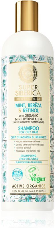 Natura Siberica Mint, Bereza & Retinol Shampoo til fedtet hår 400 ml