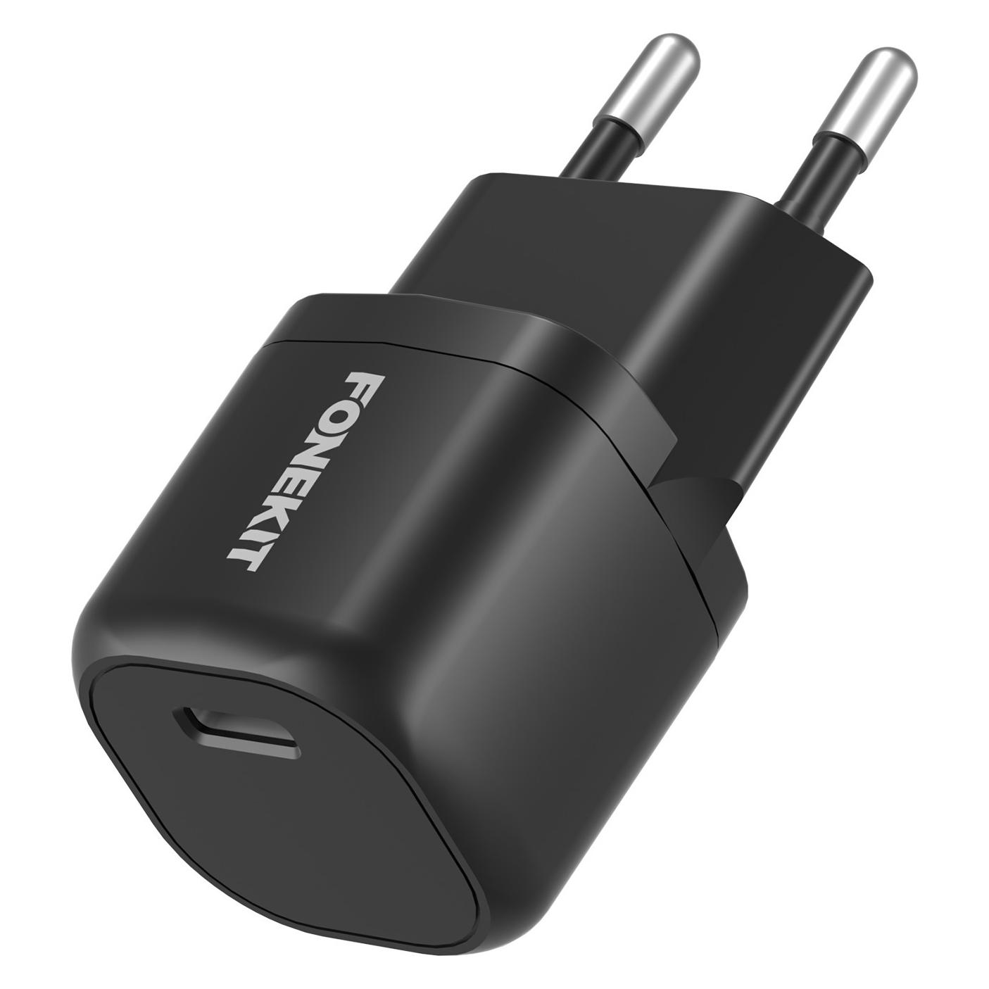 FoneKit Mini -verkkovirtalaturi, USB-C, musta (20 W, 1 Port) (PD-074 20W)