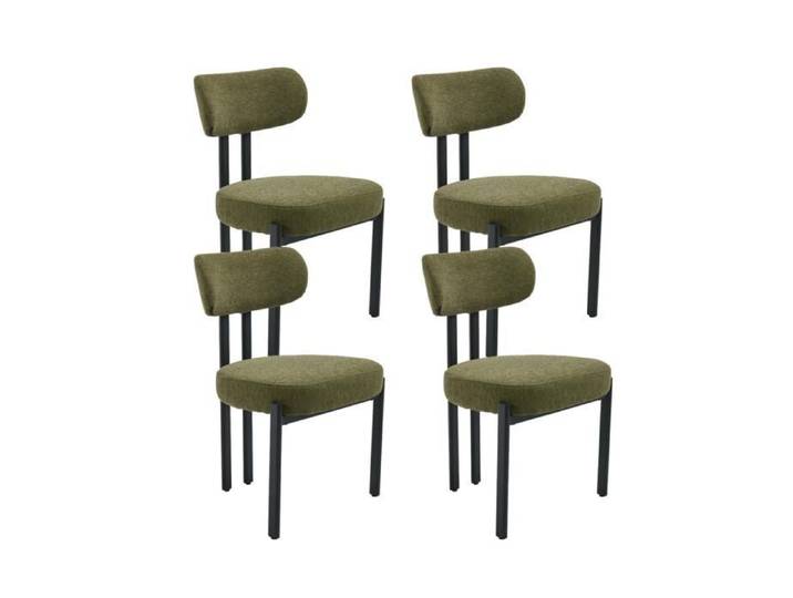 Wahson Chaise de Salle à Manger Lot de 4 Chaise Salle à Manger Rembourrées Chaise de Cuisine Scandinave Moderne Chenille Vert