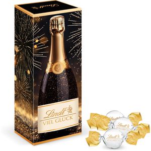 Lindt Pralinen Champanger-Flasche mit Mini-kugeln, 5 Stück, Vollmilchschokolade mit Milchcreme, einzeln verpackt, 62 g