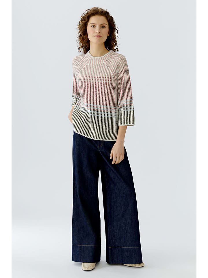 Oui Pullover in Rosa/ Rot/ Grün - 40