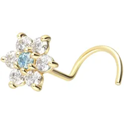 14/18 Karat Gold Nasenstecker Spirale MOISSANIT-BLUME