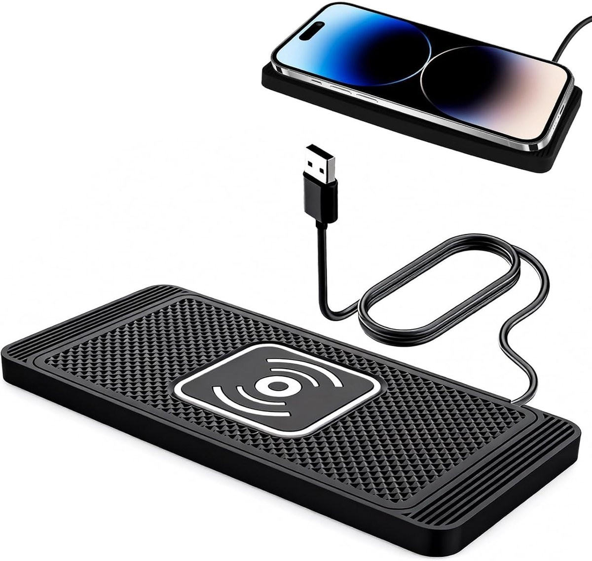 Universele 15W Qi-snellader voor iPhone en Samsung met anti-slip pad en 1 m USB-kabel