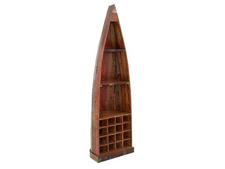 invicta INTERIOR Massives Bootsregal Jakarta 190cm bunt Mangoholz aus recycelten Fischerbooten Weinregal