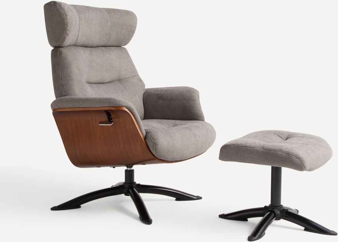 El Corte Inglés Sillón relax manual giratorio con reposapiés Lars . Gris claro