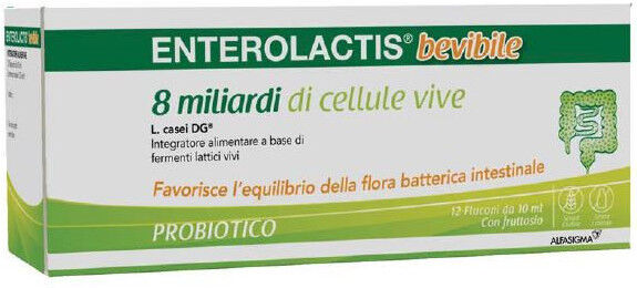 Alfasigma Paraf Enterolactis Bevibile Fermenti Lattici Flora Intestinale 12 Flaconcini 10 Ml