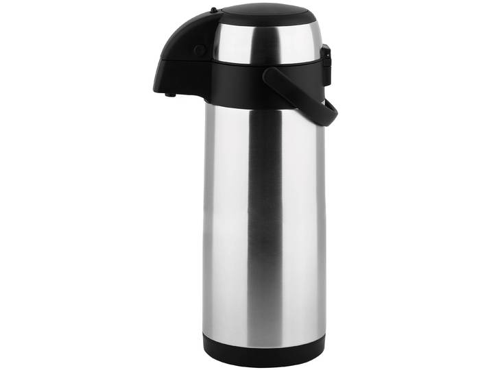 Pump-Isolierkanne CS KOCH-SYSTEME PASSAU, doppelwandiger Edelstahl , silber (silberfarben), B:24cm H:44,5cm Ø:17,2cm, Edelstahl, Kunststoff, Kannen, Pump-Isolierkanne, mit tropffreiem Ausguss für sauberes und präzises Einschenken