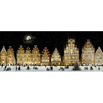 Wand-Adventskalender – Weihnachtliches Stadtpanorama
