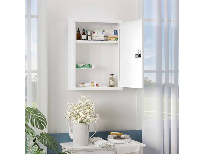 HOMCOM Armoire Pharmacie Murale Blanche à Code avec Compartiments