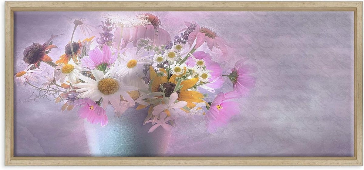 Abstract Canvas Afbeelding met Grafisch Design en Massief Houten Lijst, 30 x 70 cm