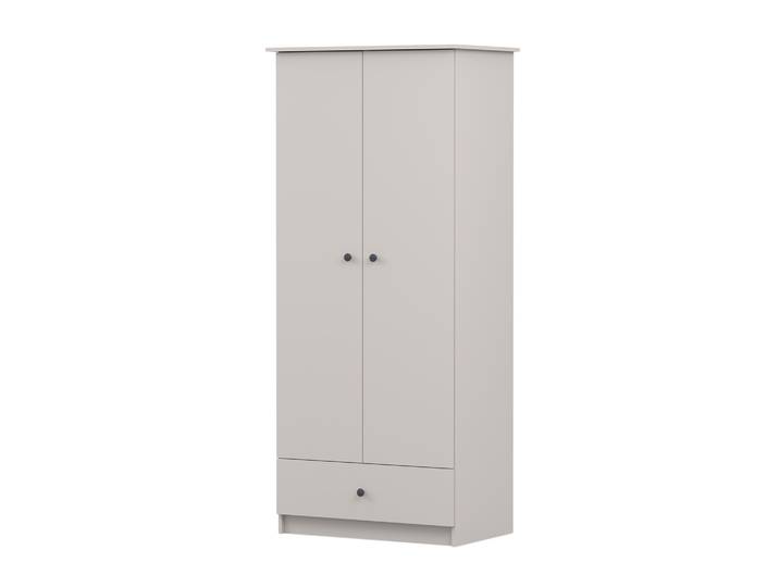 Kinderkleiderschrank Drehtürenschrank Schrank 85 cm Kaschmir/Kaschmir mit Drehtüren eine Schublade und graue Griffe Olaf 06