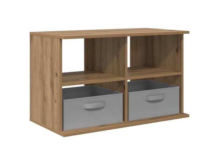 KUPTYERFG TV Board Lowboard Artisan-Eiche TV-Ständer 2 Schubladen 79 cm Kompakter Fernsehschrank aus Holzwerkstoff fürs Wohnzimmer und Schlafzimmer mit 2 offenen Fächern und Griffmulden.