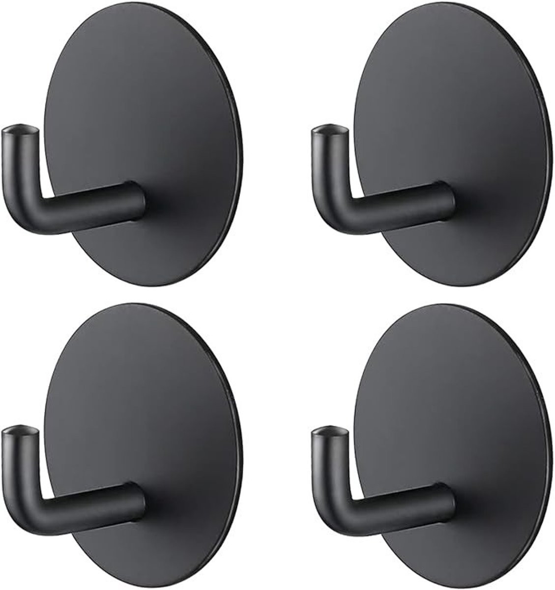 PolkaHome Handdoekhaken 4 stuks - Mat zwart - Ronde design haken voor badkamer en keuken