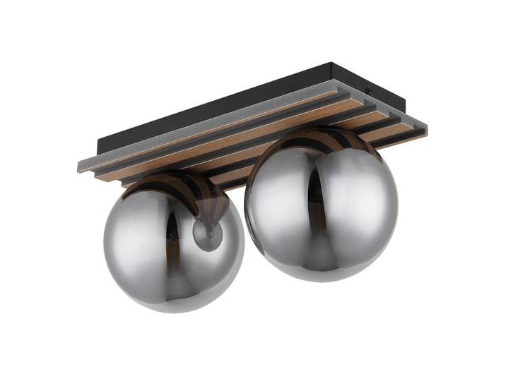 Globo Deckenleuchte Parsons, Braun, Grau, Schwarz, Metall, Glas, 15x20x35 cm, CE, Lampen & Leuchten, Innenbeleuchtung, Deckenleuchten, Deckenleuchten