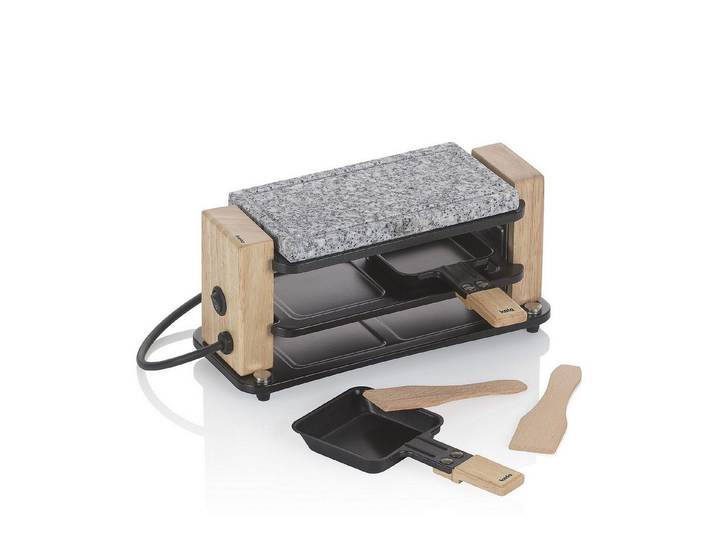 kela Raclette Bedretto, 300 W, Holzwände, Granitstein, inkl. Raclettepfännchen und Racletteschieber