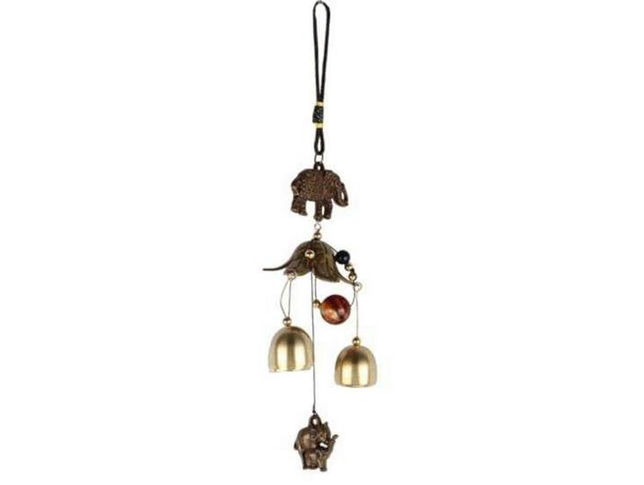 Windspiel Elefant Kupferlegierung, Bronzefarben, Metall, 3x3x46 cm, Dekoration, Gartendeko