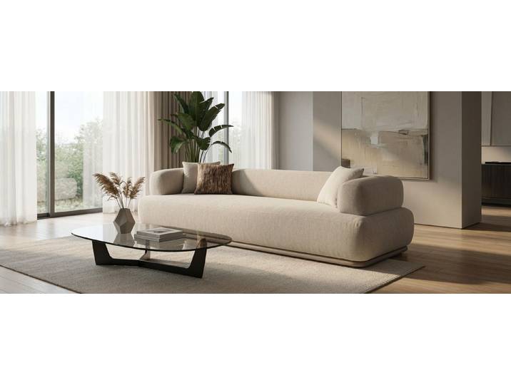Xlmoebel Wohnlandschaft Beige 4-Sitzer Sofa mit großzügigen Armlehnen im modernen Stil, 1 Teile, Made in Europa