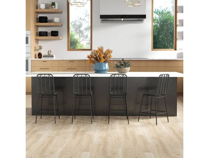 HOMCOM Tabourets Bar Bohème Métal Rotin PE Noir x4