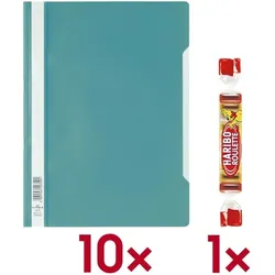 Durable 10x Schnellhefter A4 inkl. 1x Fruchtgummi »Roulette« blau, 22.7x31 cm