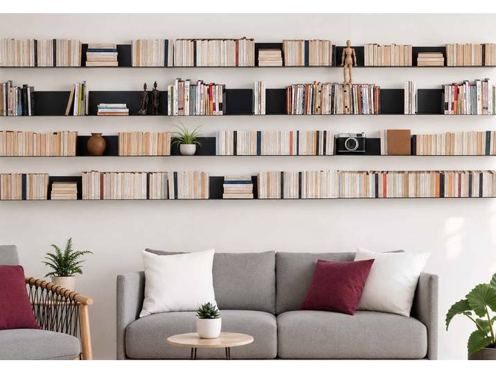 Bibliothèque murale grise 60 x 15 cm - lot de 24 - teebooks