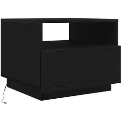 vidaXL Couchtisch mit LED-Leuchten Schwarz Eichen-Optik 50x49x40 cm
