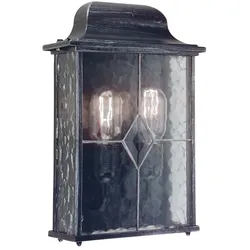 Wandleuchte Außenlampe Laterne Metall Glas 2 Flammig Außenwandleuchte IP23 Hof