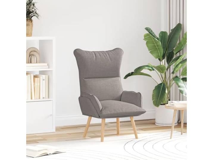 HEFZGDB Ergonomischer Relaxsessel aus hochwertigem Stoff in Taupe fürs Wohnzimmer mit stabilem Holzrahmen und plüschigen Kissen - Moderner Sitzsessel für Entspannung und Komfort