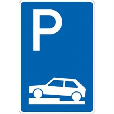 Verkehrsschild VZ315-70, Parken halb auf Gehwegen quer links, Alu, RA2, 600x900 mm