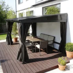 Pavillon Gartenpavillon 3x3,6m Karoom anthrazit aus Aluminium Schiebedach