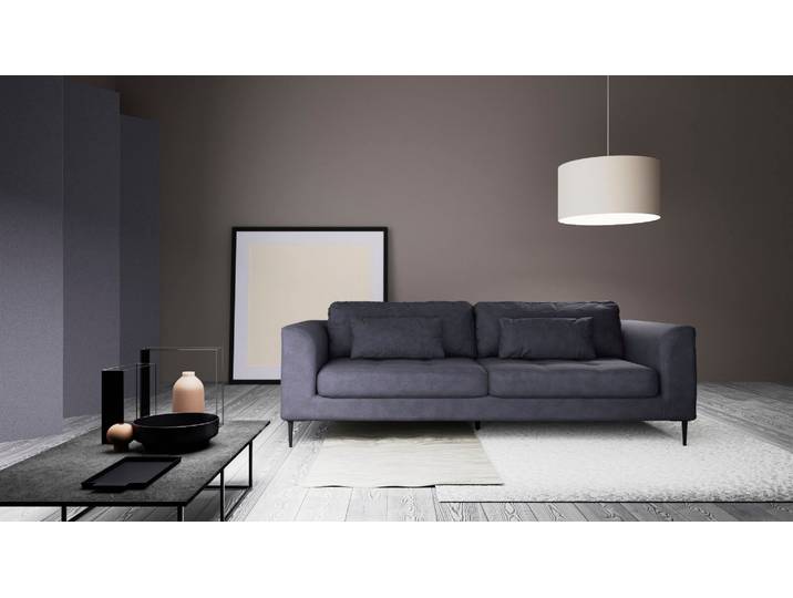 3-Sitzer TRENDMANUFAKTUR Luzi, gemütlich elegant, tolle Detailverarbeitung, Steppung im Sitz , blau (moonlight ocean), B:220cm H:80cm T:99cm, 100% Polyester, Sofas, 3-Sitzer, inklusive Nierenkissen