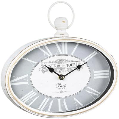 Wanduhr AMBIENTE HAUS "Wanduhr ovale 29cm", weiß, B:27cm H:29cm T:5cm, Wanduhren, Wanduhr
