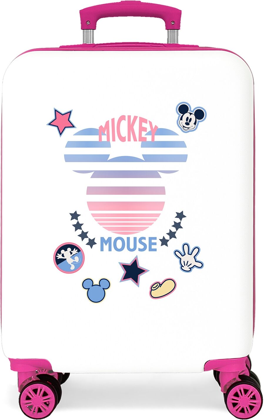 Disney Maleta de cabina infantil Mickey rígida con capacidad de 34L. Blanco