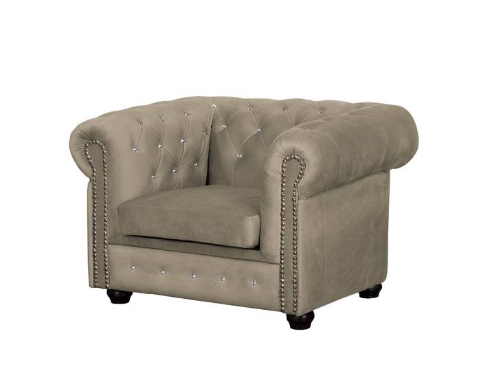 Sessel I Microfaser Beige/Cappuccino Webstoff 107 x 72 x 88cm
