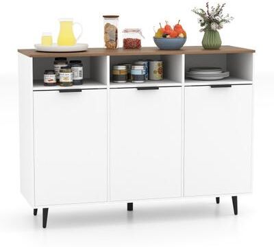 Costway Sideboard Buffet Cabinet Kitchen Storage Cabinet with 5-Position Adjustable Shelves-White