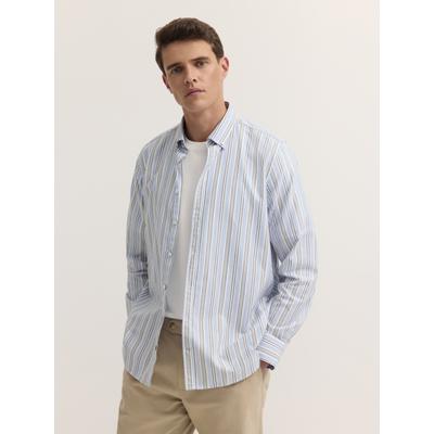 Langarmhemd BUGATTI "Modern Fit", Herren, Gr. L, Normalgrößen, blau (320, hellblau), 100% Baumwolle, gestreift, normal, Hemden, Modern Fit Oxford Gestreift Button-Down