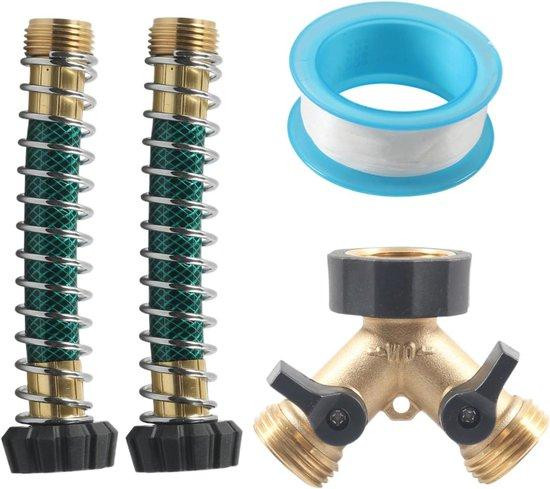 WAN Tuinslang Splitter 2 Weg - Kraanverdeler met Veerbeschermer - 3/4 Inch - Zilver