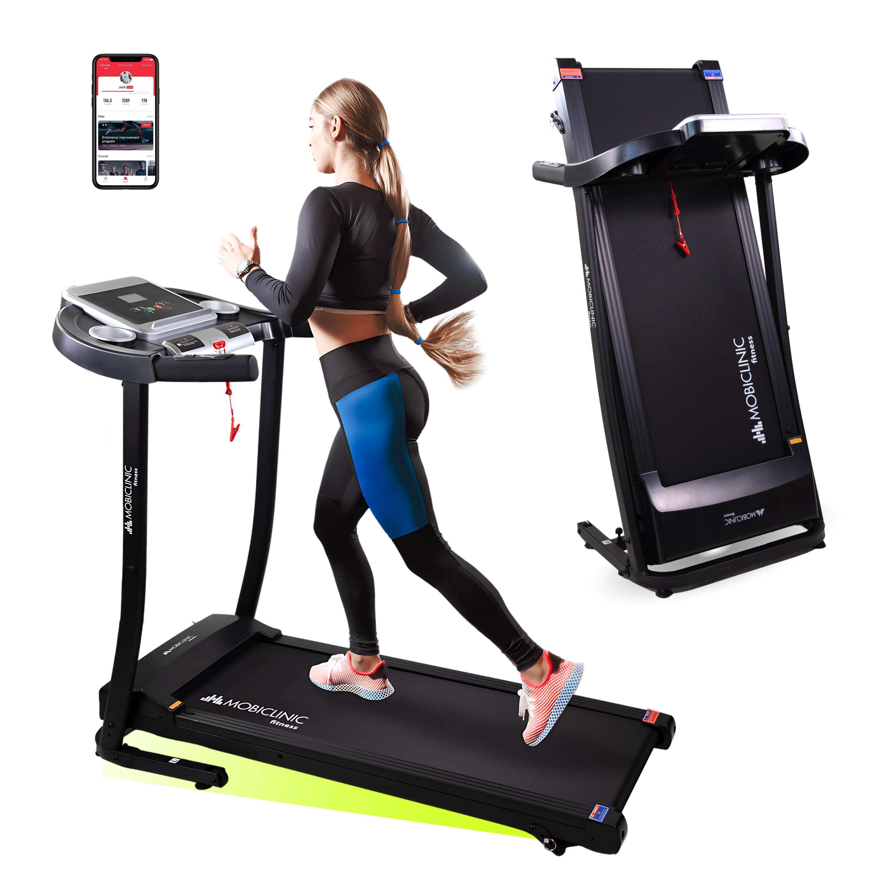 Mobiclinic Fitness, klappbares Laufband, Bluetooth-Lautsprecher, 12km/h, App, LCD-Display, 139x62x114cm, geräuschlos, ETNA