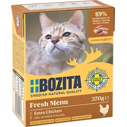 Bozita Häppchen in Gelee 370 Gramm Katzennassfutter Sparpaket 32 x 370 Gramm mit viel Huhn