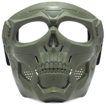 DynamicDeals Full Face Skull Motorcycle Mask With Colored Goggles Tactical Windproof Protection green 1