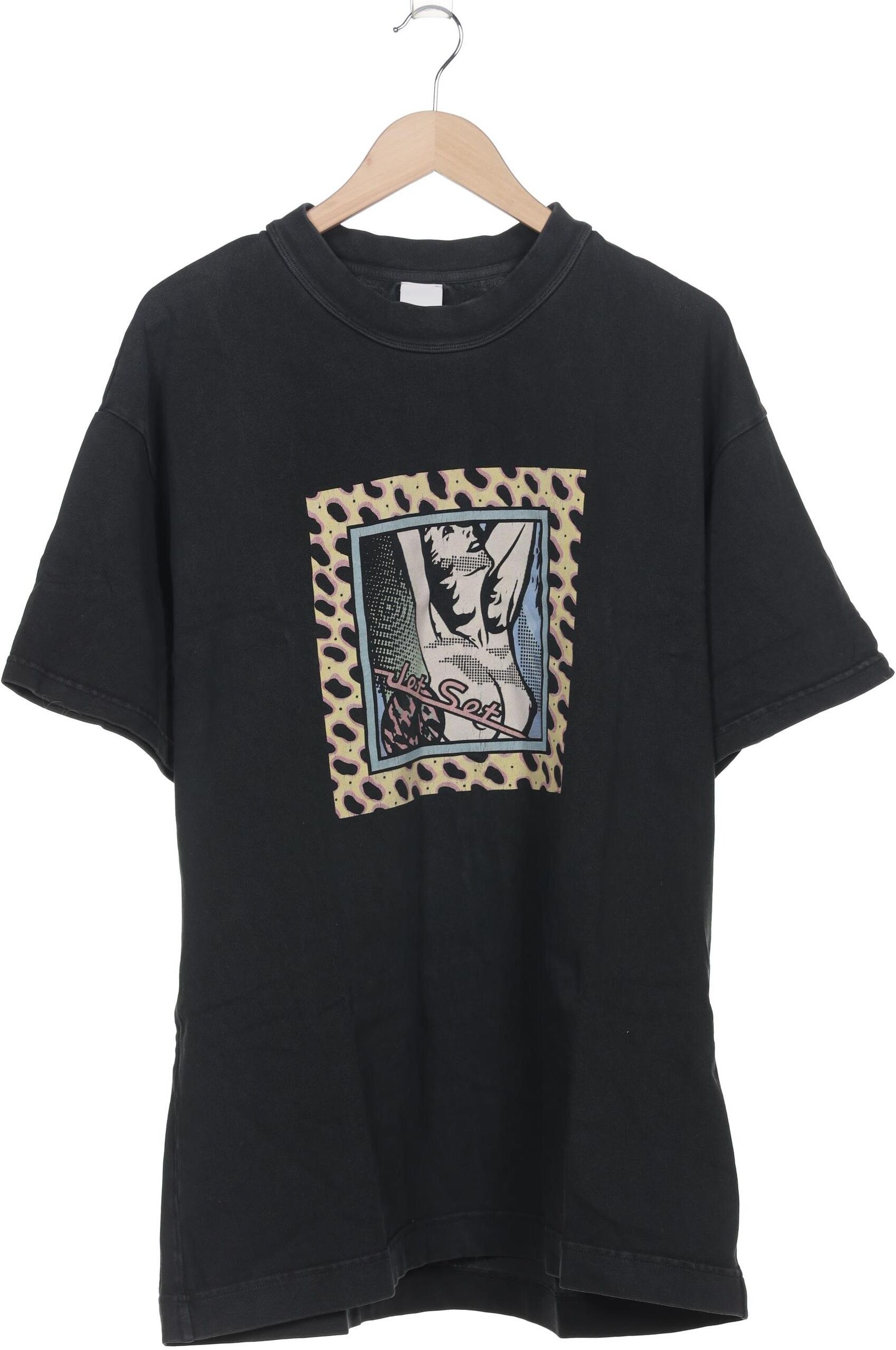 Jet Set Herren T-Shirt, Schwarz, Gr. M, Baumwolle - Second Hand