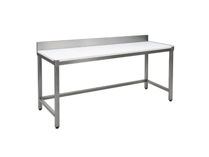 Table de découpe adossée - PESAGE MB - 1600 x 600 mm - Dosseret 100 mm - Inox - Charge 100 kg