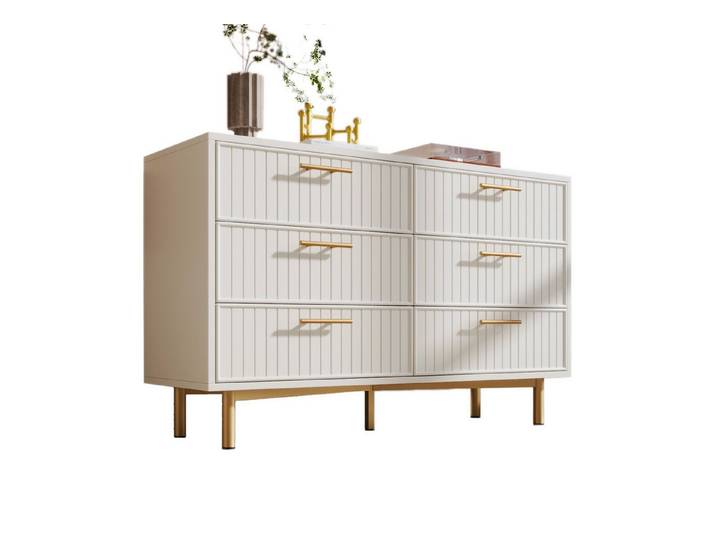Rutaqian Kommode Schubladenkommode Kommode mit 6 Schubladen, 75x120x40 cm,Weiß (1 St), Sideboard Highboard für Schlafzimmer & alle Wohnräume