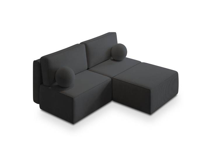 ECKSOFA VARNA P Graphitfarben Kordstoff mit Schlaffunktion