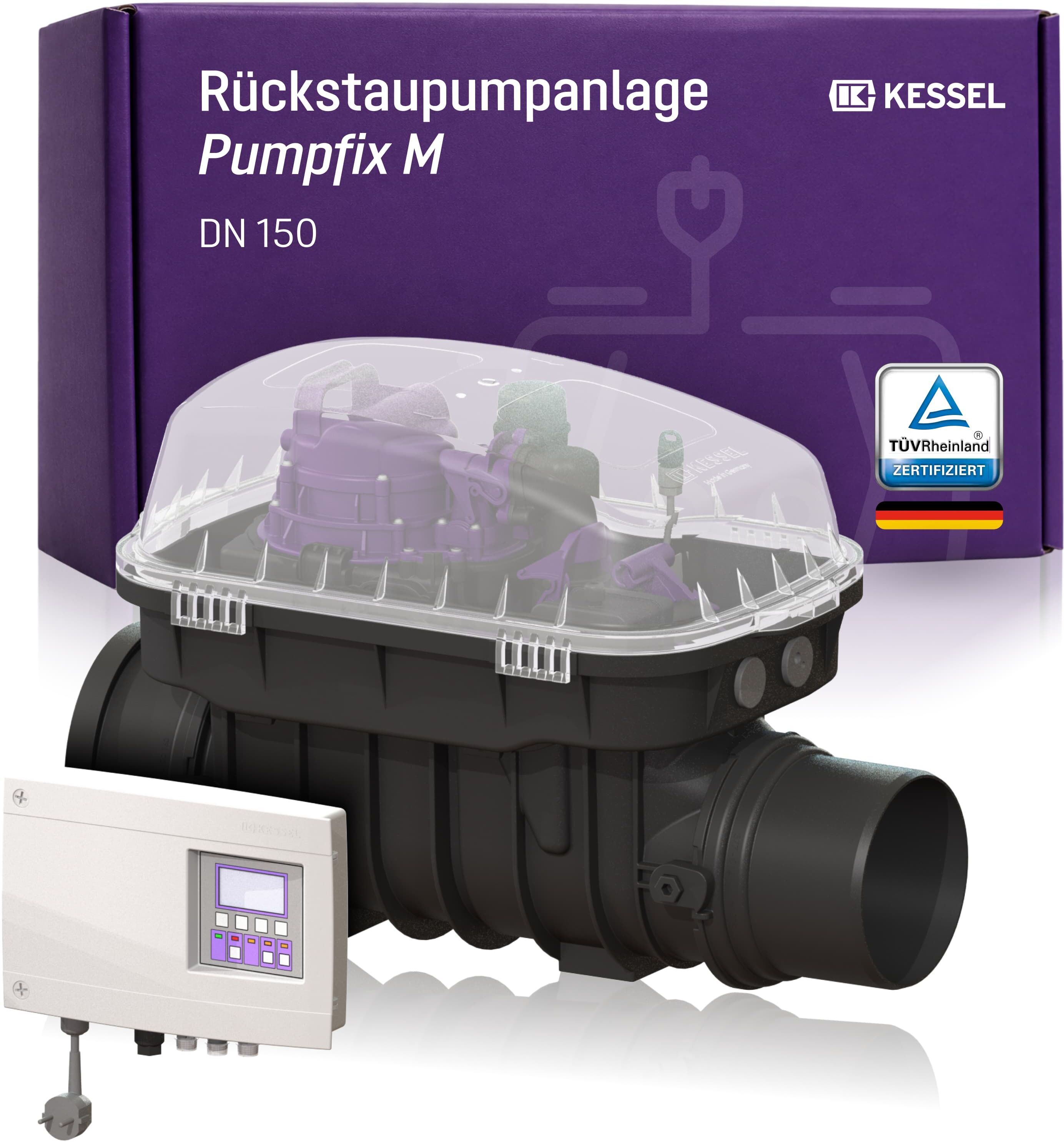 Système de refoulement KESSEL Pumpfix M 24150 DN 150 pour eaux usées contenant des matières fécales, avec régulation Comfort