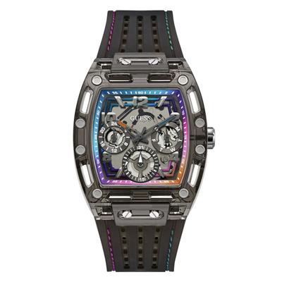 Multifunktionsuhr GUESS "PHOENIX", bunt (schwarz, bunt), Armbanduhren, Herren, Quarzuhr, Armbanduhr, Herrenuhr, Silikonarmband, analog, Wochentag