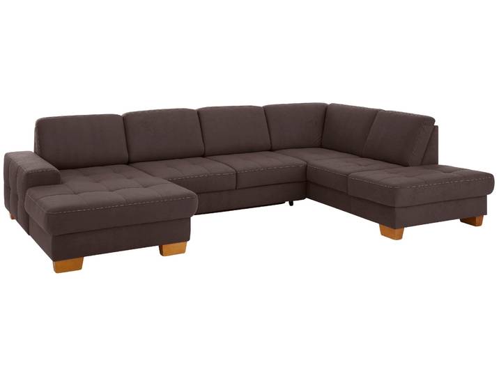 Wohnlandschaft, Luxus-Microfaser, Dunkelbraun, 340×224 cm, U-Form, Federkern, Home-affaire