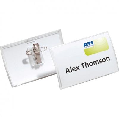 Schild I DURABLE Namensschild Click Fold mit Kombiklemme, Kunststoff, 75x40mm, 25/VE