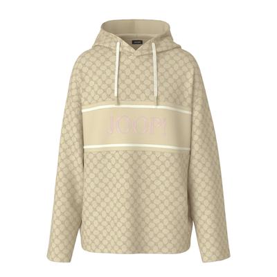 Hoodie JOOP "Tareli", Damen, Gr. 34, beige (beige gemustert), Sweatware, Obermaterial: 63% Baumwolle, 37% Polyester, gemustert, mehrfarbig, normal normal, Sweatshirts Hoodie, mit Cornflower-Alloverprint
