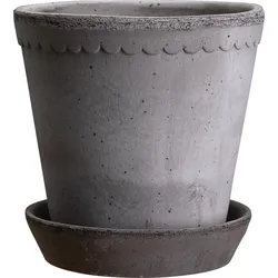 Helena Blumentopf 25 cm grau mit Untersetzer