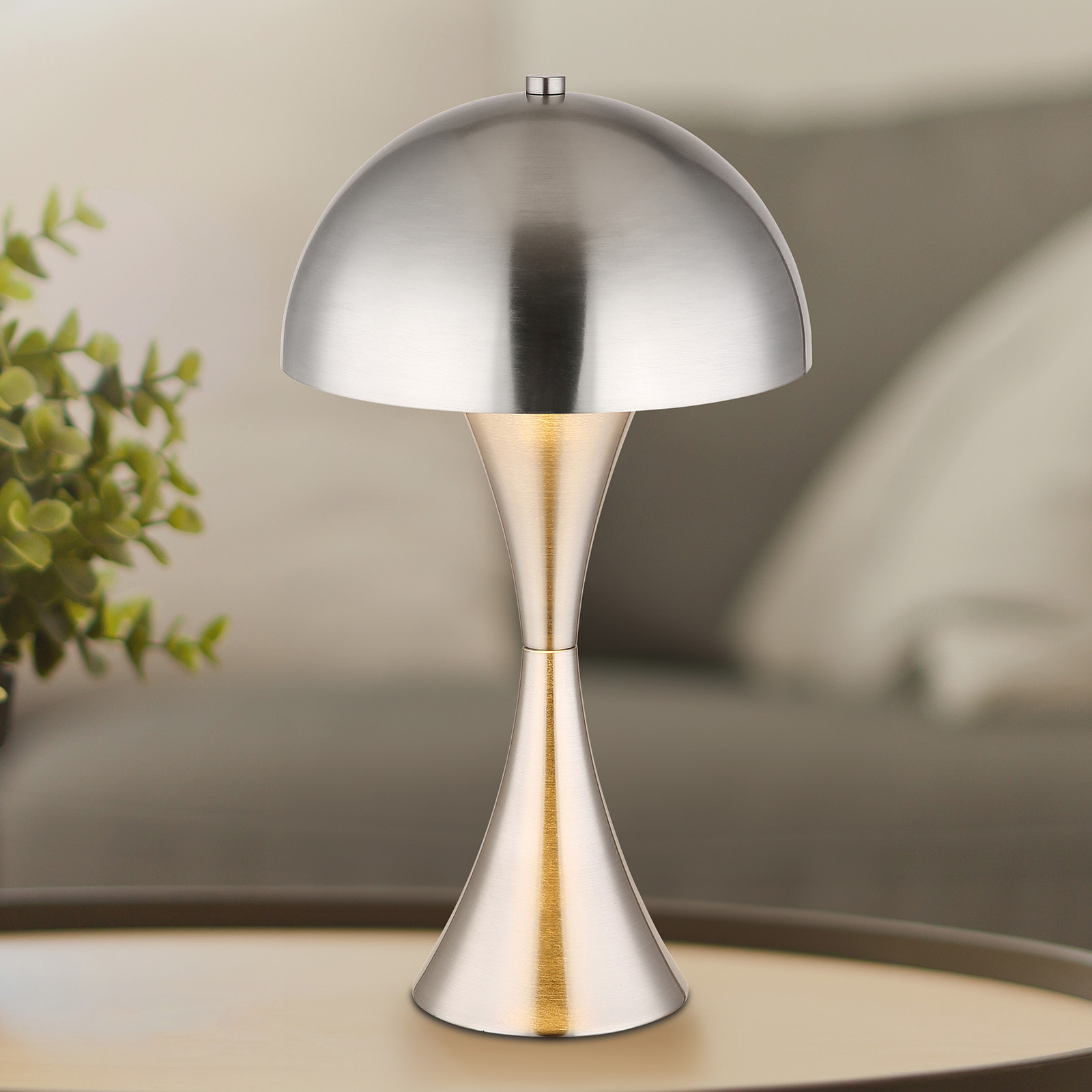 home24 Tafellamp Dima Zilver, Metaal, Ø 20 cm, E27, LED